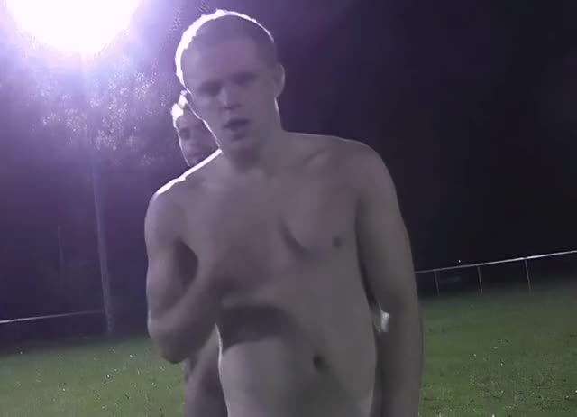 SHU Rugby club player teasing camera during filming of their naked calendar