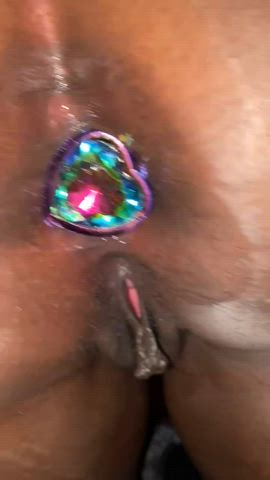 Amateur Anal Play Butt Plug Buttplug Ebony Homemade NSFW Petite Plugged Porn GIF