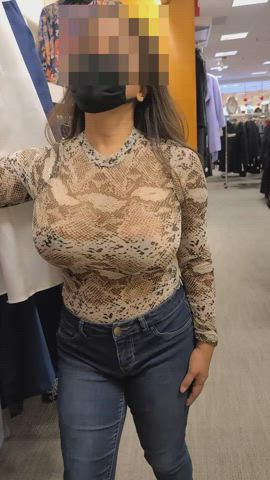 Big Tits Bouncing Tits Exhibitionist Flashing Public See Through Clothing Sheer Clothes