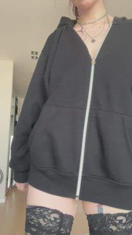 [drop] black sweater perfectly hides the size of my boob