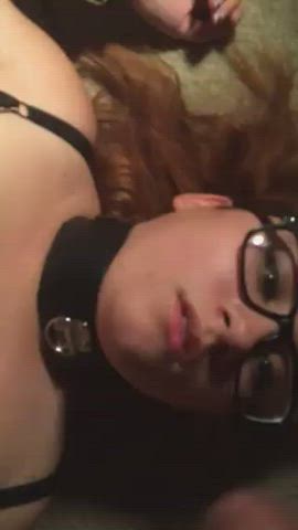 bdsm chubby cum covered fucking cum in mouth facial glasses pawg redhead white girl