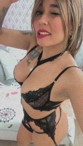 Blonde Latina Lingerie Natural Tits Tattoo Webcam clip