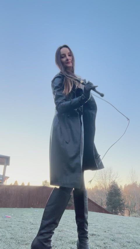 asmr dominant domination dominatrix domme femdom leather outdoor whipping femdom-pov