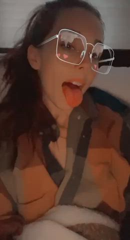 brunette cute tongue fetish clip