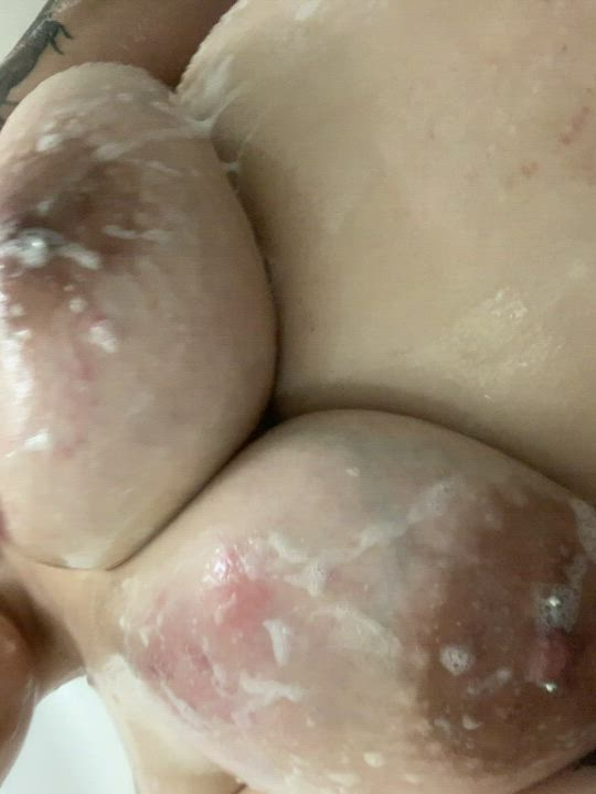Big Tits Nipple Piercing Soapy clip