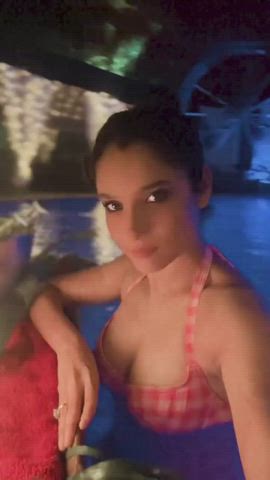 Bollywood Celebrity Cleavage Swimming Pool Swimsuit clip