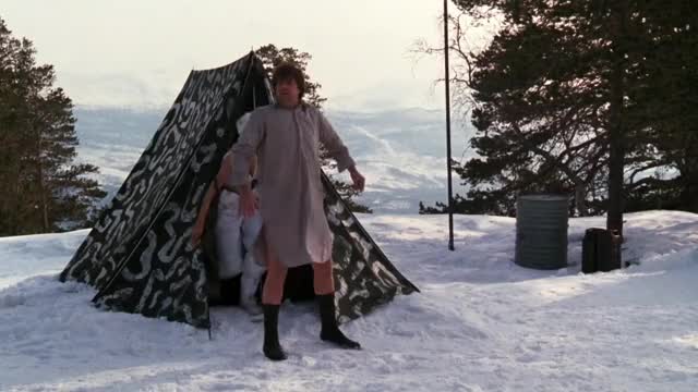 Vanessa Angel - Spies Like Us (1985) - loop of running out of tent in bra (brightened