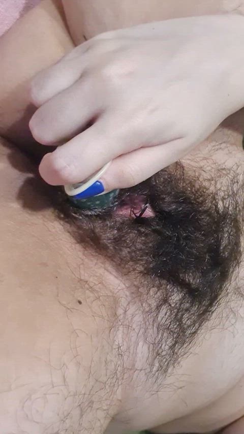 fucking my tight pussy with a cucumber for the first time 