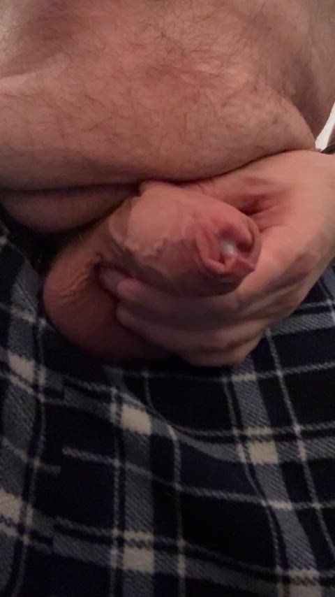 Rubbed out a thick load of Daddy cum into my foreskin. Who's gonna clean it all out