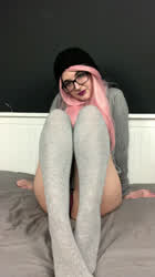 Alt Feet Feet Fetish Gamer Girl Glasses Goth Hairy Pussy Panties Stockings clip