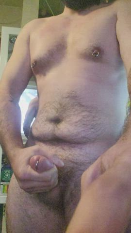 bear cumshot cut cock masturbating pierced clip