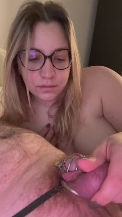 Blonde Chastity Cuckold Domination Domme Femdom Glasses Tease clip