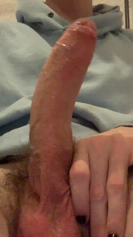 Mixing my precum with spit to get my cock ready for you