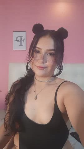 big tits boobs camgirl cute latina lingerie petite smile webcam clip