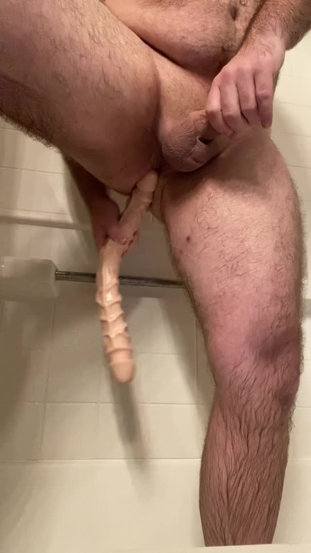 Deep In [M]y Ass! Taking All 18 Inches Of My Raging Hard-Ons Super Veiny Double Dildo