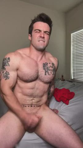 cumshot jerk off model muscles onlyfans talking dirty tattoo clip