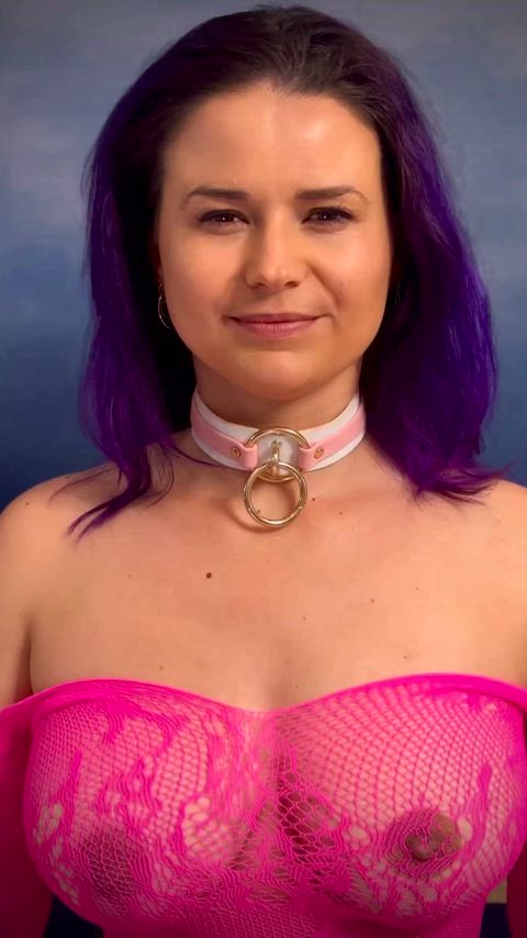 braless choker collar collared milf see through clothing tits hotwife-lifestyle slave-girls