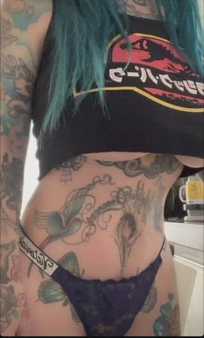 big ass big tits blue boobs booty tattoo tits underwear clip