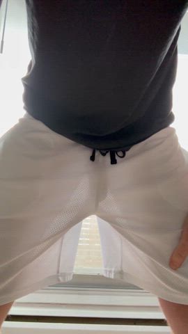 big dick bulge bulgexxl cock commando hairy shorts uncut clip