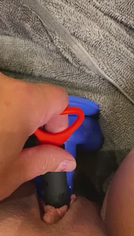 Clit Rubbing Close Up Dildo Humping MILF Masturbating Vibrator Wet Pussy clip