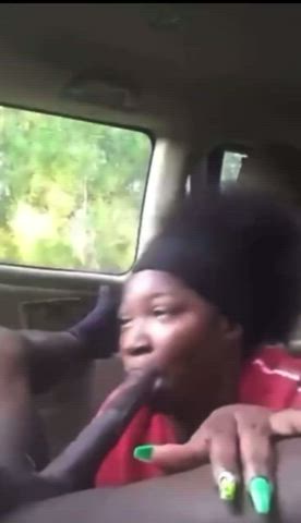 blowjob car ebony ponytail clip