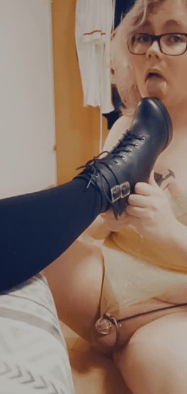 chastity cute femboy femdom high heels humiliation real couple shoe sissy submissive