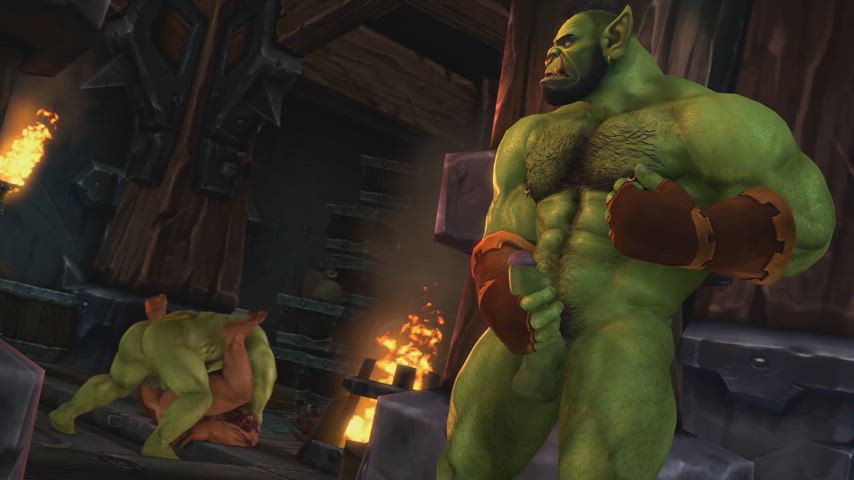 3d anal animation fantasy gay masturbating muscles orc rule34 warcraft monster-sex