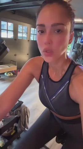 jessica alba spandex workout clip