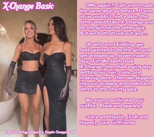 big tits blonde brunette caption dress sexy skirt stomach xchange sissycaption x-change