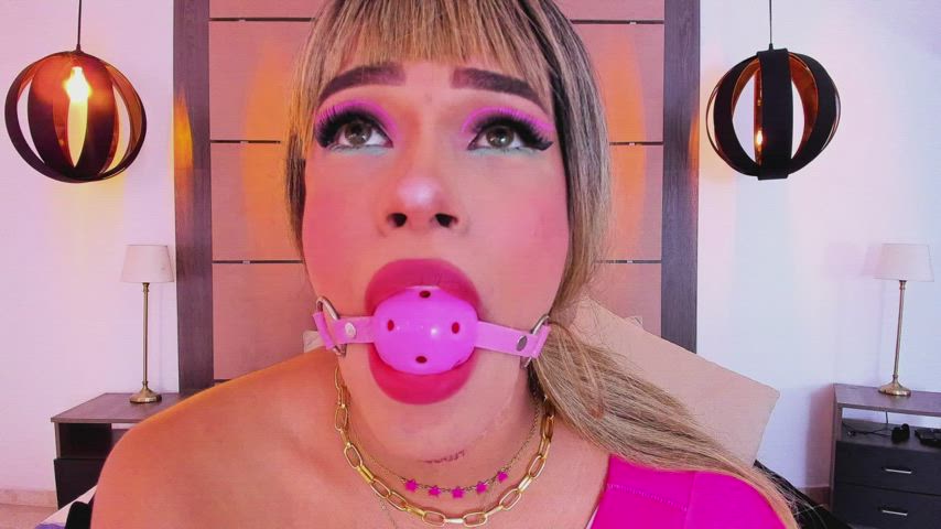 Ahegao Ball Gagged Blonde CamSoda Camgirl Colombian Latina Real Sexi Barbie Webcam