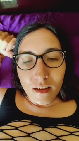 Amateur Choking Glasses Lingerie Nerd Orgasm clip