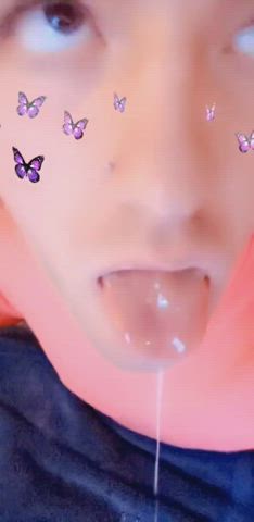 cum in mouth dripping drooling clip