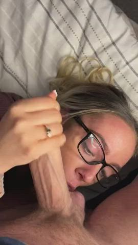 BWC Glasses MILF Pretty Sucking Thick Cock clip