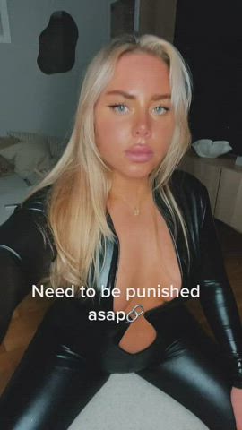 blonde femdom leather clip