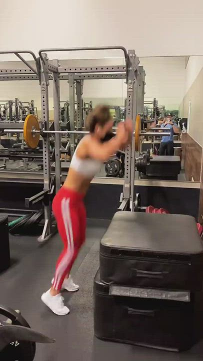 Brunette Cleavage Workout clip