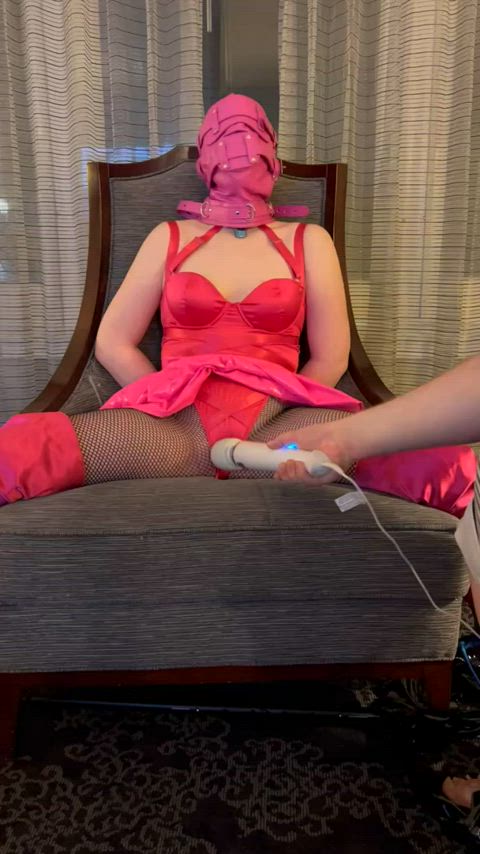 blindfolded cum cute hitachi pink slave clip