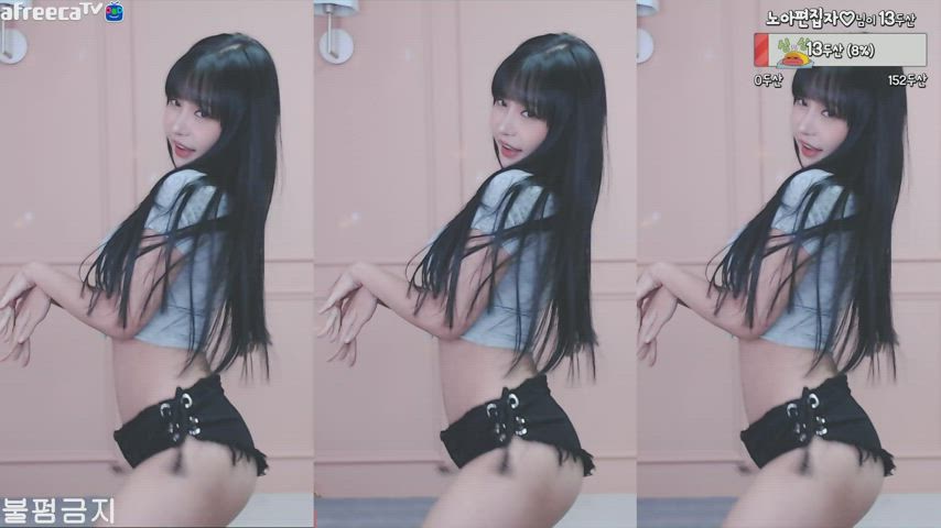 asian cute dancing korean long hair shorts clip