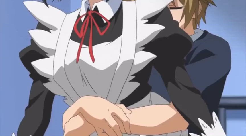 animation cosplay hentai kissing maid nsfw nipple play sibling clip