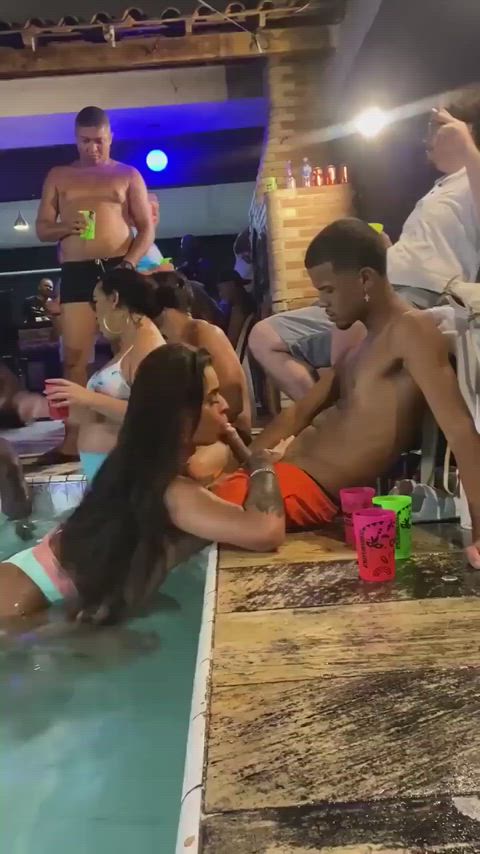 bbc blowjob latina public swimming pool clip