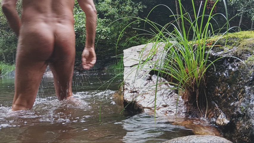 erection jerk off male masturbation masturbating outdoor wet clip