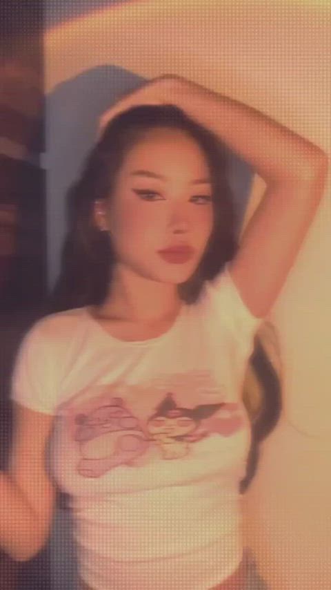 amateur asian babe brunette on/off solo tease teen tits titty drop clip