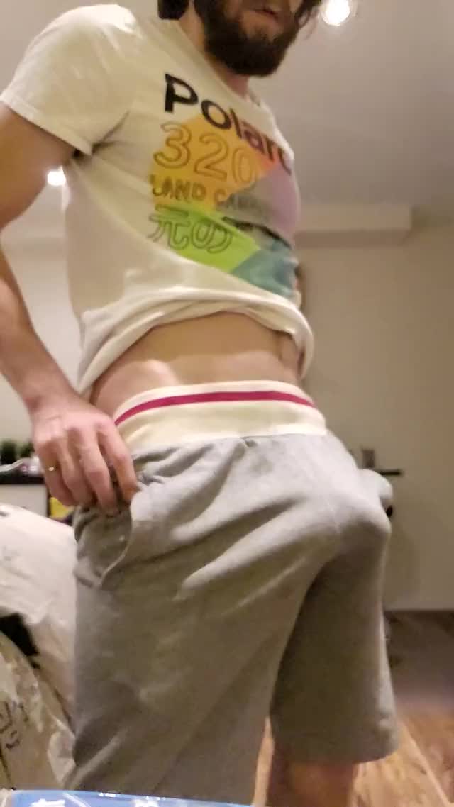 Busting out of my grey shorts