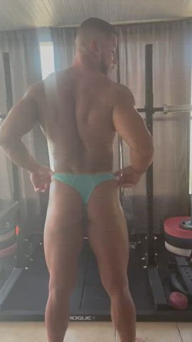 bending over gay gym stripping thong workout clip