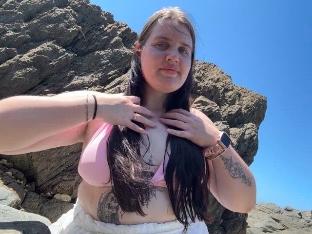 bbw beach bikini flashing nudist onlyfans public titty drop clip