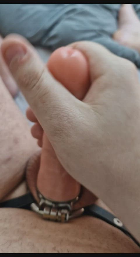 Cumming from jerking my fake dick