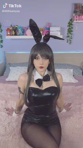 Ahegao Bunny Cosplay Tease TikTok Tongue Fetish clip