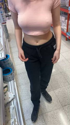flashing my big tits when I go shopping get me so horny [GIF]