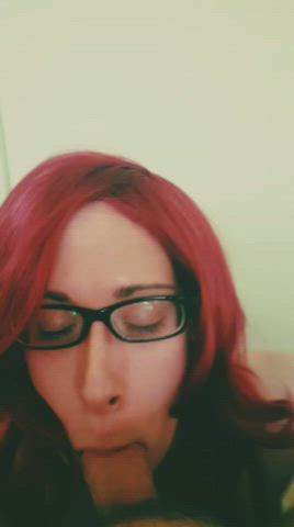 blowjob crossdressing glasses oral redhead sissy clip