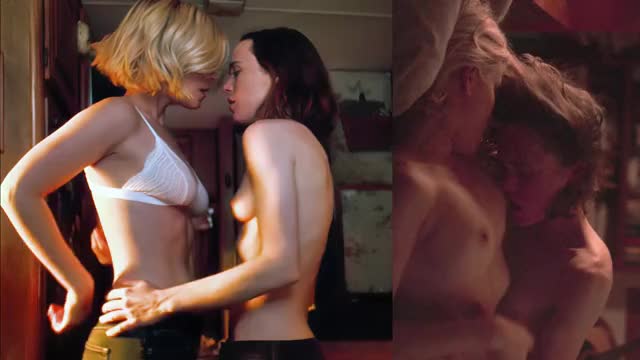 Ellen Page rubbing on Kate Mara