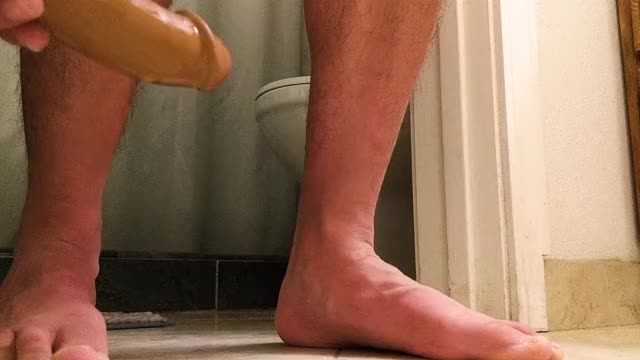 Letting my toilet fuck my ass while i rub my tiny cock against it